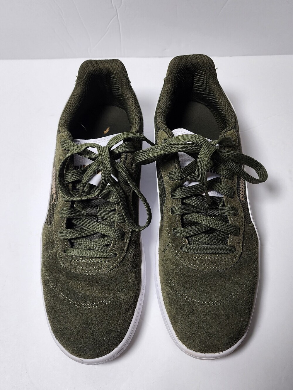 Puma Astro Play Mens Lace Up Suede Sneakers Olive Green And White Size 8